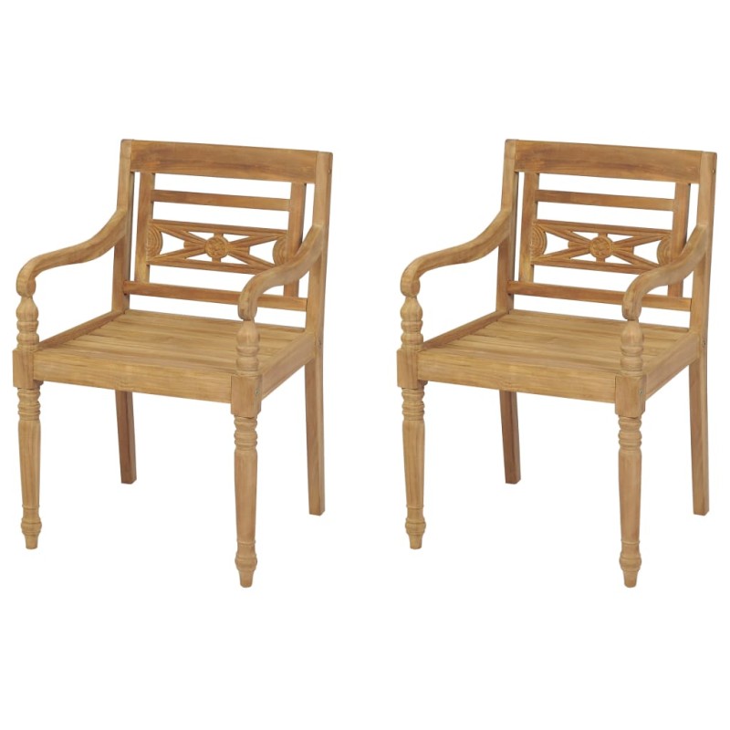 Sedie Batavia 2 pz in Legno Massello di Teak Sedie Batavia 2 pz in Legno Massello di Teak