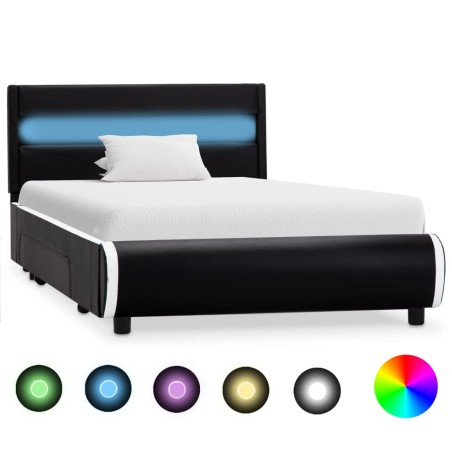vidaXL Giroletto con LED Nero in Similpelle 90x200 cm 