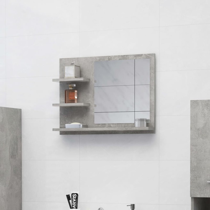 Specchio da Bagno Grigio Cemento 60x10,5x45 cm in Truciolato Specchio da Bagno Grigio Cemento 60x10,5x45 cm in Truciolato