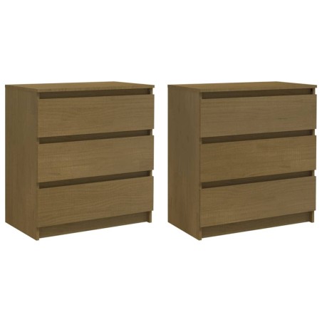 vidaXL Comodini 2 pz Marrone Miele 60x36x64 cm in Pino Massello
