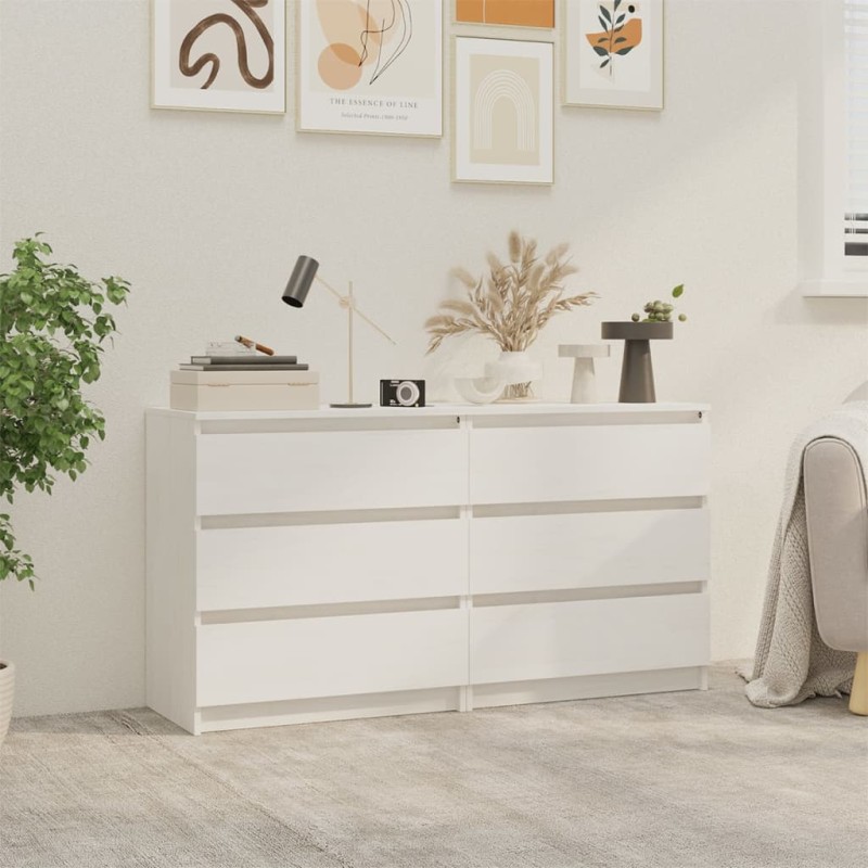 vidaXL Comodini 2 pz Bianchi 60x36x64 cm in Legno Massello di Pino vidaXL Comodini 2 pz Bianchi 60x36x64 cm in Legno Massello di Pino