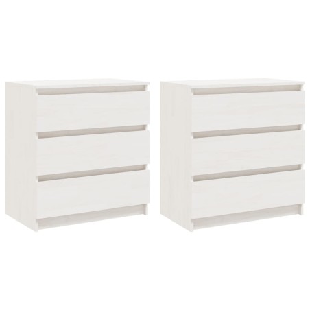 vidaXL Comodini 2 pz Bianchi 60x36x64 cm in Legno Massello di Pino
