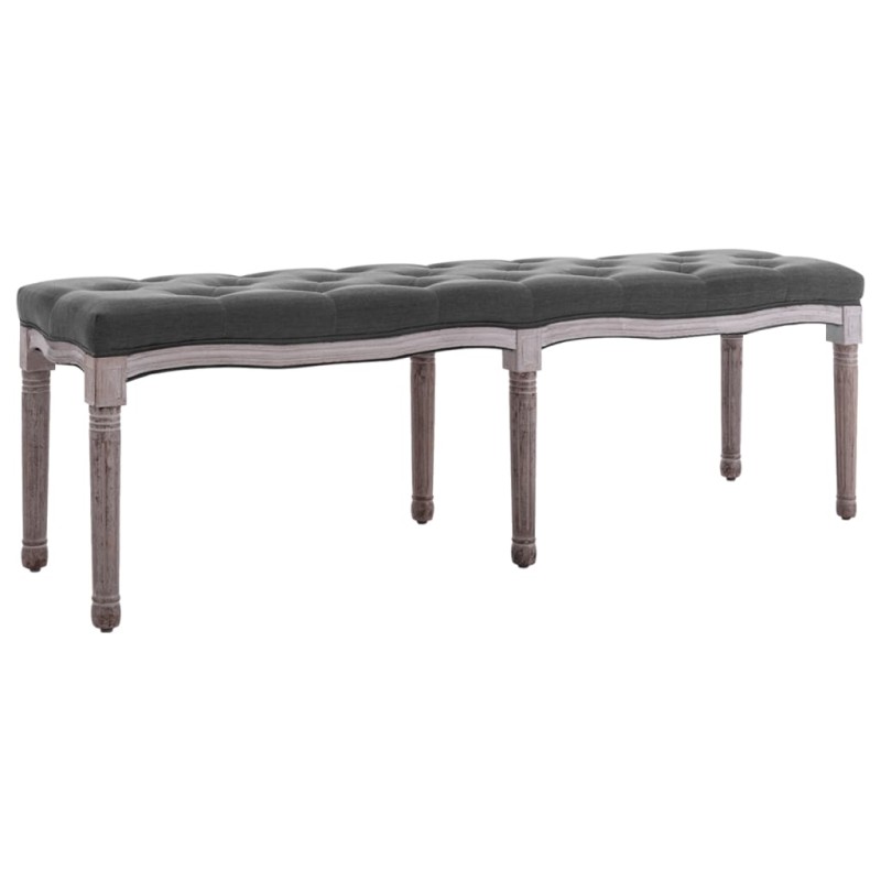 vidaXL Panca in Lino e Legno Massello 150x40x48 cm Grigio Scuro vidaXL Panca in Lino e Legno Massello 150x40x48 cm Grigio Scuro