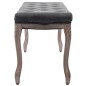 vidaXL Panca in Lino e Legno Massello 110x38x48 cm Grigio Scuro vidaXL Panca in Lino e Legno Massello 110x38x48 cm Grigio Scuro