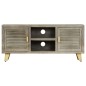 vidaXL Mobile TV Legno Massello di Mango Grigio e Ottone 110x30x48cm vidaXL Mobile TV Legno Massello di Mango Grigio e Ottone 110x30x48cm