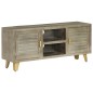 vidaXL Mobile TV Legno Massello di Mango Grigio e Ottone 110x30x48cm vidaXL Mobile TV Legno Massello di Mango Grigio e Ottone 110x30x48cm