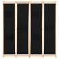 vidaXL Divisorio a 4 Pannelli Nero 160x170x4 cm in Tessuto vidaXL Divisorio a 4 Pannelli Nero 160x170x4 cm in Tessuto