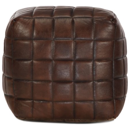 vidaXL Pouf Marrone Scuro 40x40x40 cm in Vera Pelle di Capra
