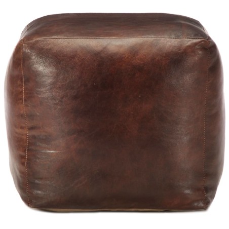 vidaXL Pouf Marrone Scuro 40x40x40 cm in Vera Pelle di Capra