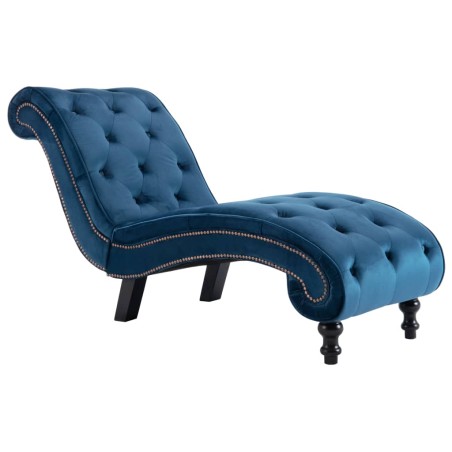 vidaXL Sedia a Sdraio Blu in Velluto