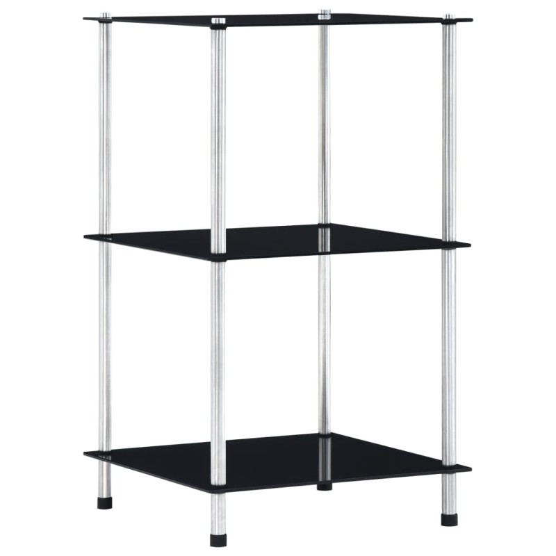vidaXL Scaffale a 3 Livelli Nero 40x40x67 cm in Vetro Temperato vidaXL Scaffale a 3 Livelli Nero 40x40x67 cm in Vetro Temperato