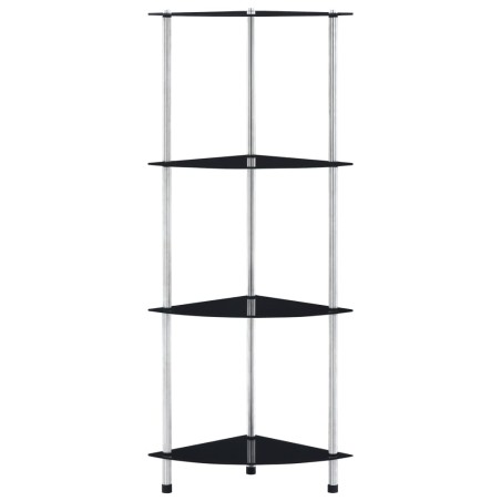 vidaXL Scaffale a 4 Livelli Nero 30x30x100 cm in Vetro Temperato
