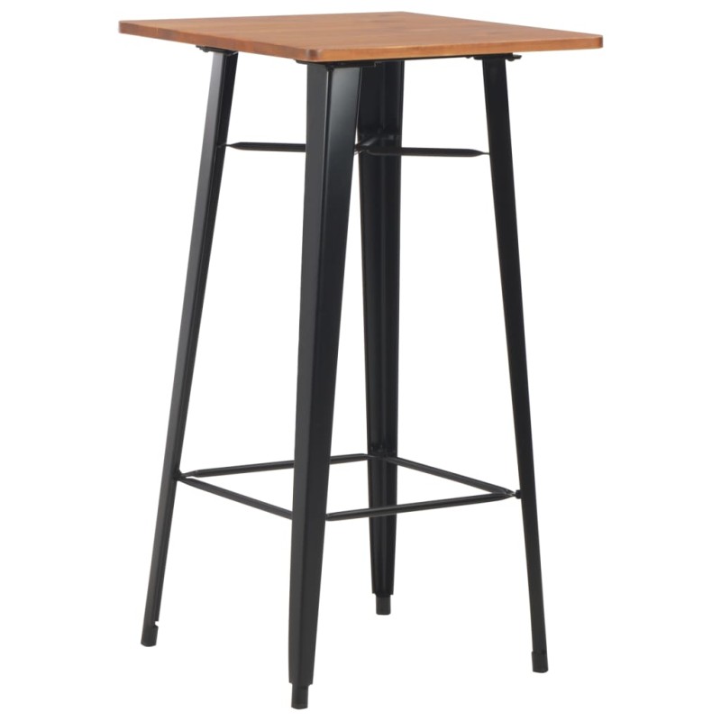 vidaXL Tavolo da Bar Nero 60x60x108cm Legno Massello di Pino e Acciaio vidaXL Tavolo da Bar Nero 60x60x108cm Legno Massello di Pino e Acciaio