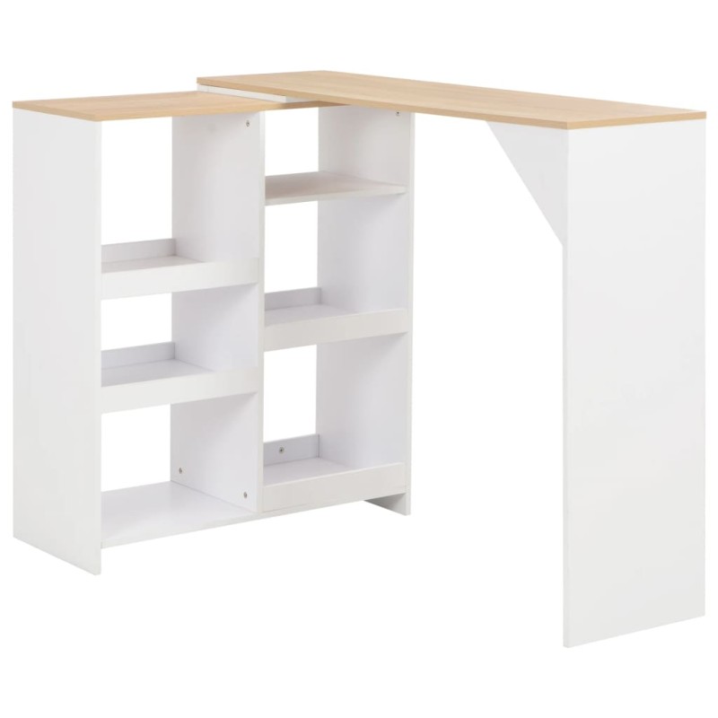 vidaXL Tavolo da Bar con Scaffale Mobile Bianco 138x39x110 cm vidaXL Tavolo da Bar con Scaffale Mobile Bianco 138x39x110 cm