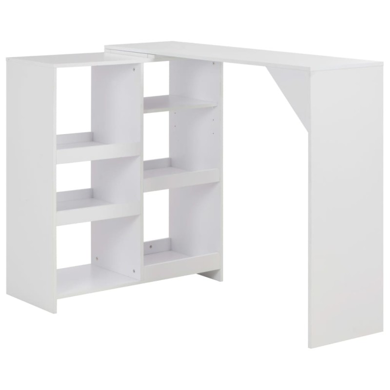 vidaXL Tavolo da Bar con Scaffale Mobile Bianco 138x39x110 cm vidaXL Tavolo da Bar con Scaffale Mobile Bianco 138x39x110 cm