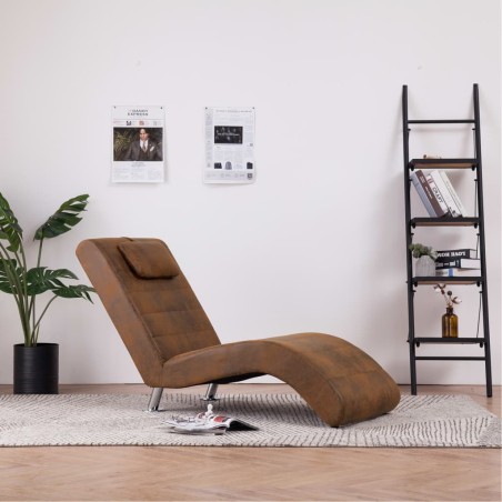 vidaXL Sdraio con Cuscino Marrone in Pelle Sintetica Scamosciata