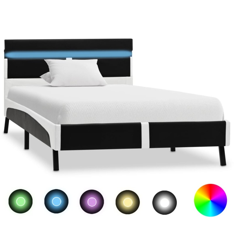 vidaXL Giroletto con LED Nero in Similpelle 90x200 cm vidaXL Giroletto con LED Nero in Similpelle 90x200 cm