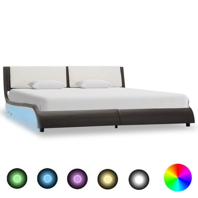 vidaXL Giroletto con LED Grigio e Bianco in Similpelle 180x200 cm vidaXL Giroletto con LED Grigio e Bianco in Similpelle 180x200 cm