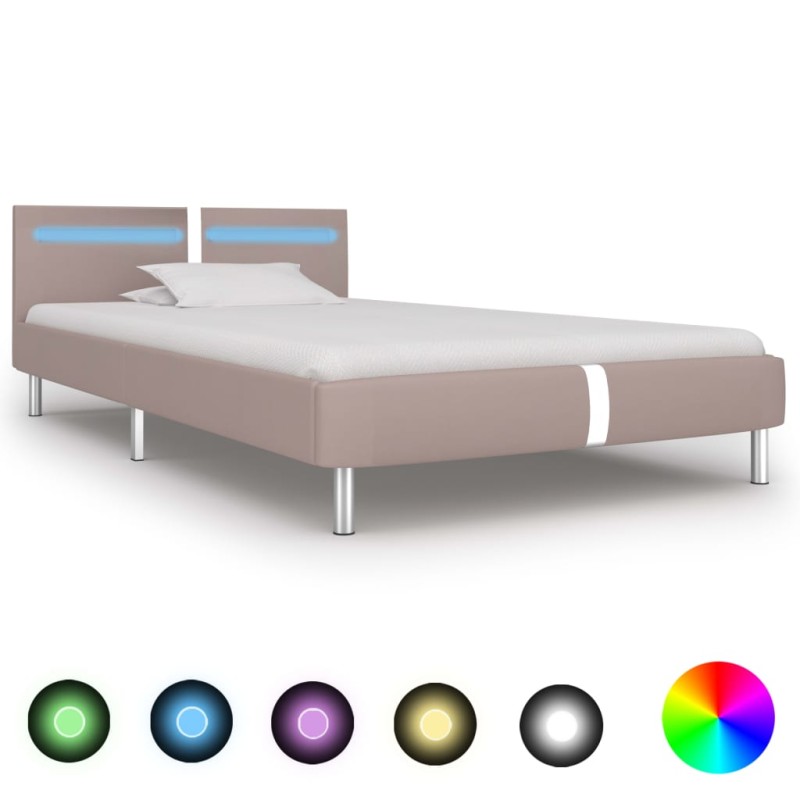 vidaXL Giroletto con LED Cappuccino in Similpelle 90x200 cm vidaXL Giroletto con LED Cappuccino in Similpelle 90x200 cm