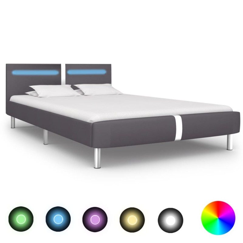 vidaXL Giroletto con LED Grigio in Similpelle 120x200 cm vidaXL Giroletto con LED Grigio in Similpelle 120x200 cm