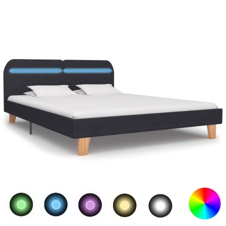 vidaXL Giroletto con LED Grigio Scuro in Tessuto 180x200 cm