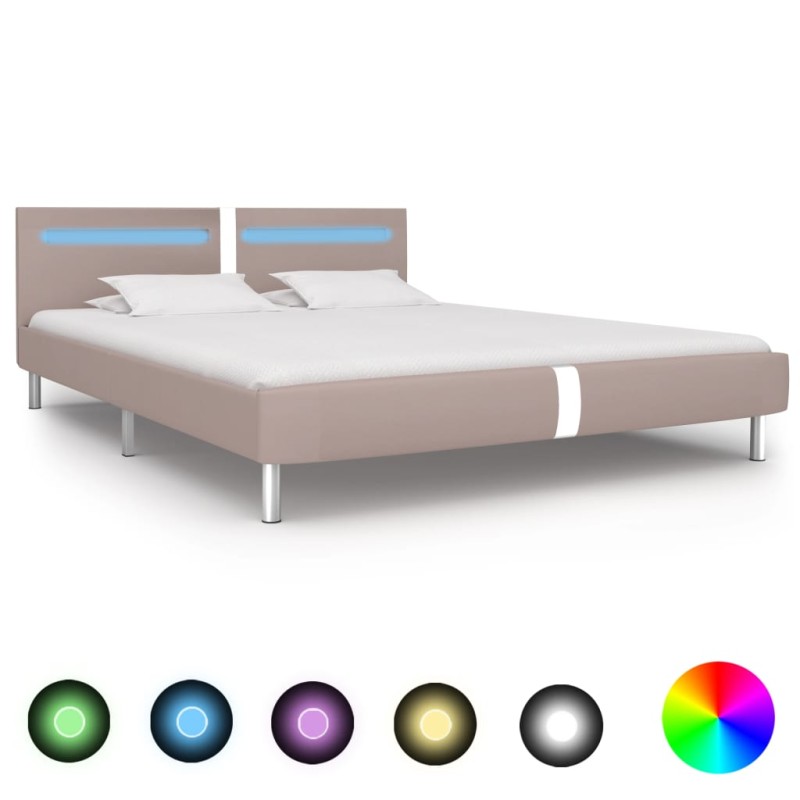 vidaXL Giroletto con LED Cappuccino in Similpelle 180x200 cm vidaXL Giroletto con LED Cappuccino in Similpelle 180x200 cm