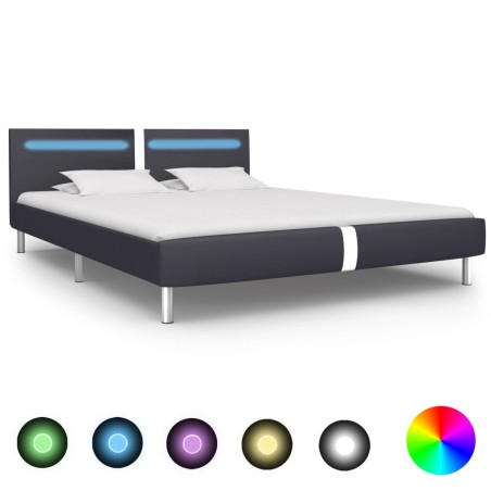 vidaXL Giroletto con LED Nero in Similpelle 160x200 cm