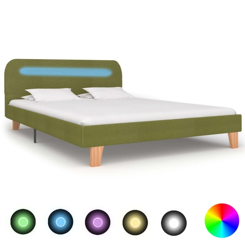 vidaXL Giroletto con LED senza Materasso Verde 140x200 cm Tessuto vidaXL Giroletto con LED senza Materasso Verde 140x200 cm Tessuto