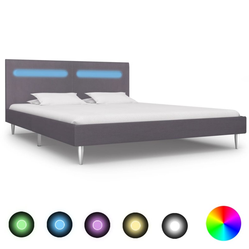 vidaXL Giroletto con LED Grigio in Tessuto 180x200 cm vidaXL Giroletto con LED Grigio in Tessuto 180x200 cm