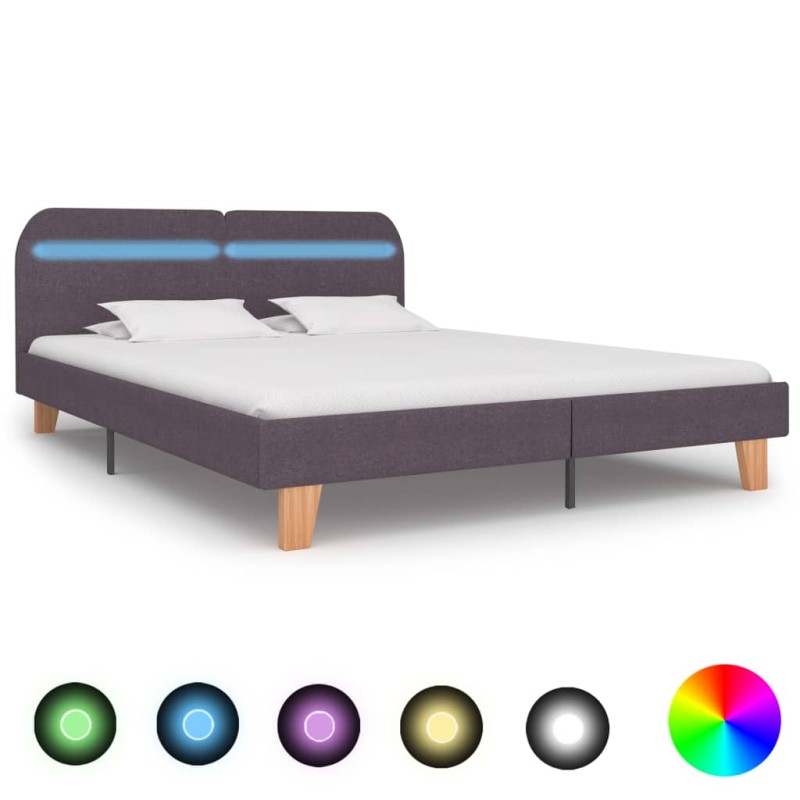 vidaXL Giroletto con Luci LED in Tessuto Grigio Talpa 160x200 cm vidaXL Giroletto con Luci LED in Tessuto Grigio Talpa 160x200 cm