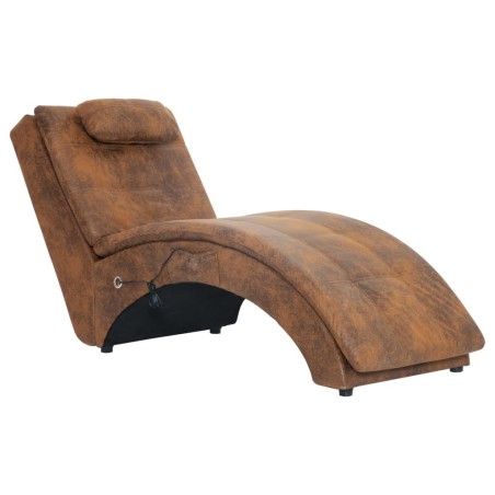 vidaXL Sdraio Massaggiante con Cuscino Marrone Similpelle Scamosciata