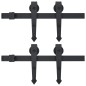 Kit di Binari per Porte Scorrevoli 2 pz 200 cm Acciaio Nero Kit di Binari per Porte Scorrevoli 2 pz 200 cm Acciaio Nero
