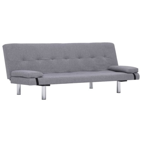 vidaXL Divano Letto con 2 Cuscini Grigio Chiaro in Poliestere