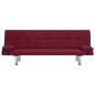 vidaXL Divano Letto con 2 Cuscini Rosso Vino in Poliestere vidaXL Divano Letto con 2 Cuscini Rosso Vino in Poliestere