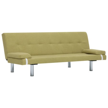 vidaXL Divano Letto con 2 Cuscini Verde in Poliestere
