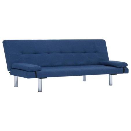 vidaXL Divano Letto con Due Cuscino in Poliestere Blu