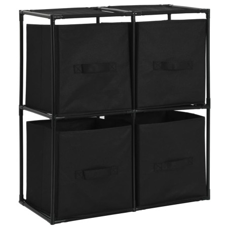 vidaXL Armadietto con 4 Cesti in Tessuto Nero 63x30x71 cm Acciaio