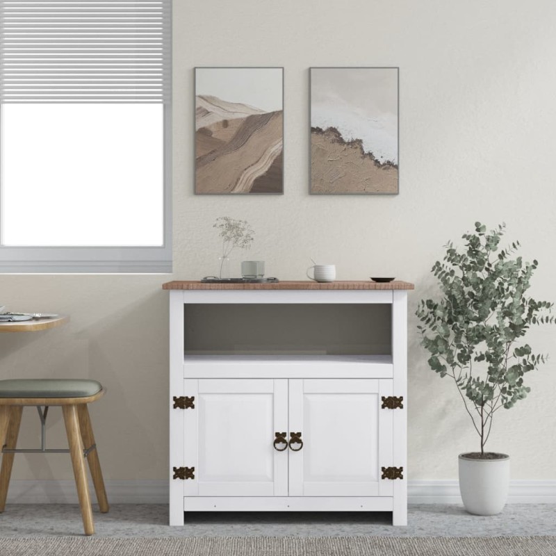 vidaXL Mobile Porta TV Legno Pino Messicano Corona Bianco 80x43x78 cm vidaXL Mobile Porta TV Legno Pino Messicano Corona Bianco 80x43x78 cm