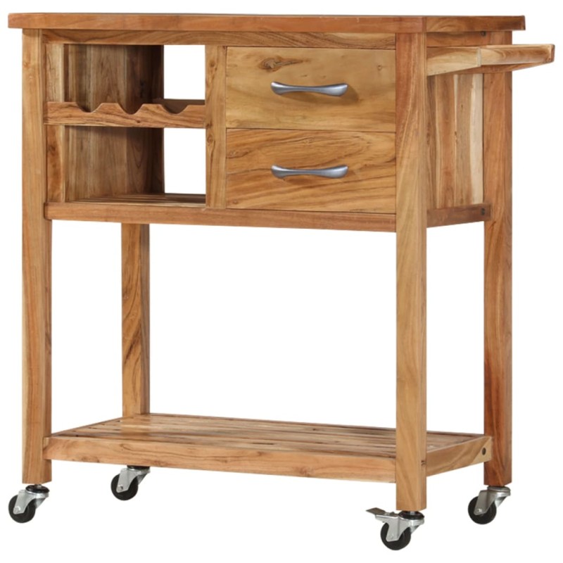 vidaXL Carrello da Cucina 80x45x91 cm in Legno Massello di Acacia vidaXL Carrello da Cucina 80x45x91 cm in Legno Massello di Acacia