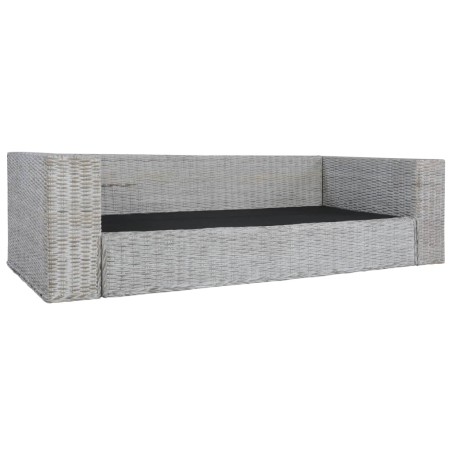 vidaXL Divano a 3 Posti con Cuscini Grigio in Rattan Naturale