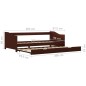 vidaXL Divano Letto a Scomparsa Marrone Scuro Legno di Pino 90x200 cm