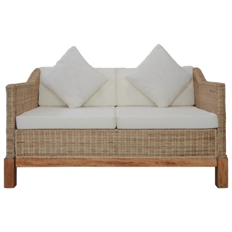 vidaXL Divano a 2 Posti con Cuscini in Rattan Naturale