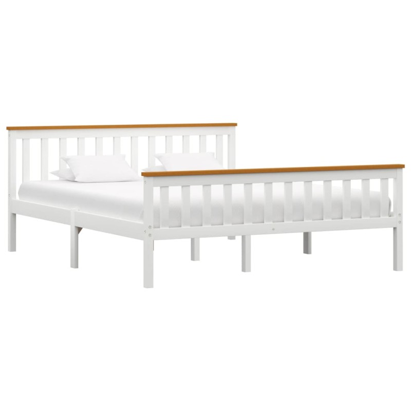 vidaXL Giroletto Bianco in Legno Massello di Pino 160x200 cm vidaXL Giroletto Bianco in Legno Massello di Pino 160x200 cm