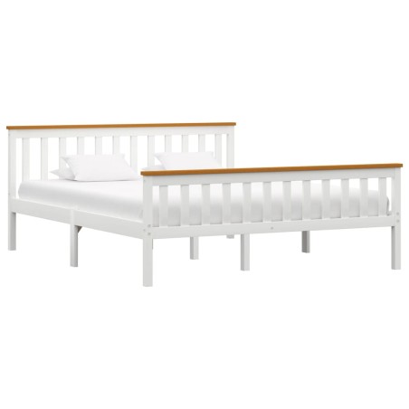 vidaXL Giroletto Bianco in Legno Massello di Pino 160x200 cm 
