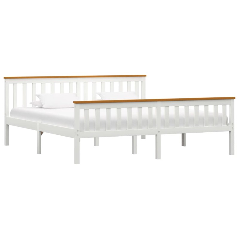 vidaXL Telaio del Letto Bianco in Legno Massello di Pino 180x200 cm vidaXL Telaio del Letto Bianco in Legno Massello di Pino 180x200 cm