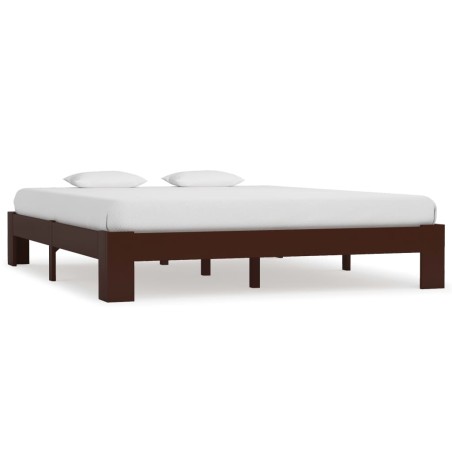 vidaXL Giroletto Marrone Scuro in Legno Massello di Pino 160x200 cm