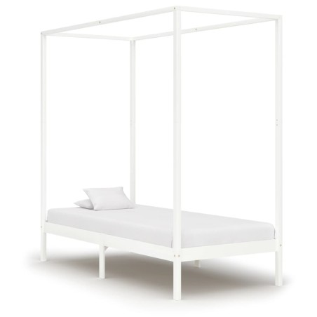 vidaXL Giroletto a Baldacchino Bianco Legno Massello di Pino 90x200 cm