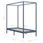 vidaXL Giroletto a Baldacchino Grigio Legno Massello di Pino 100x200cm