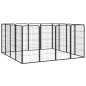 Box Cani 16 Pannelli Nero 50x100 cm Acciaio Verniciato Polvere Box Cani 16 Pannelli Nero 50x100 cm Acciaio Verniciato Polvere