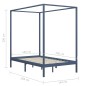 vidaXL Giroletto a Baldacchino Grigio Legno Massello di Pino 140x200cm vidaXL Giroletto a Baldacchino Grigio Legno Massello di Pino 140x200cm
